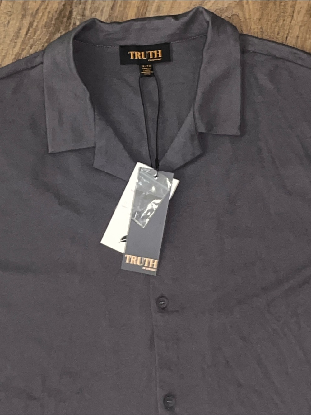 Truth Substance NWT Gray Modal Cotton Blend Camp Collar Shirt